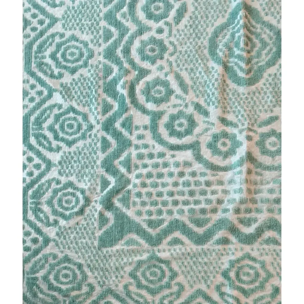 Vintage Mint Green Woven Chenille Bedspread 76x101 Mid Century Tufted Medallion